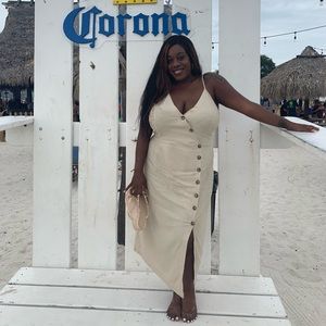 Plus Size Asymmetrical Button Front Cami Dress